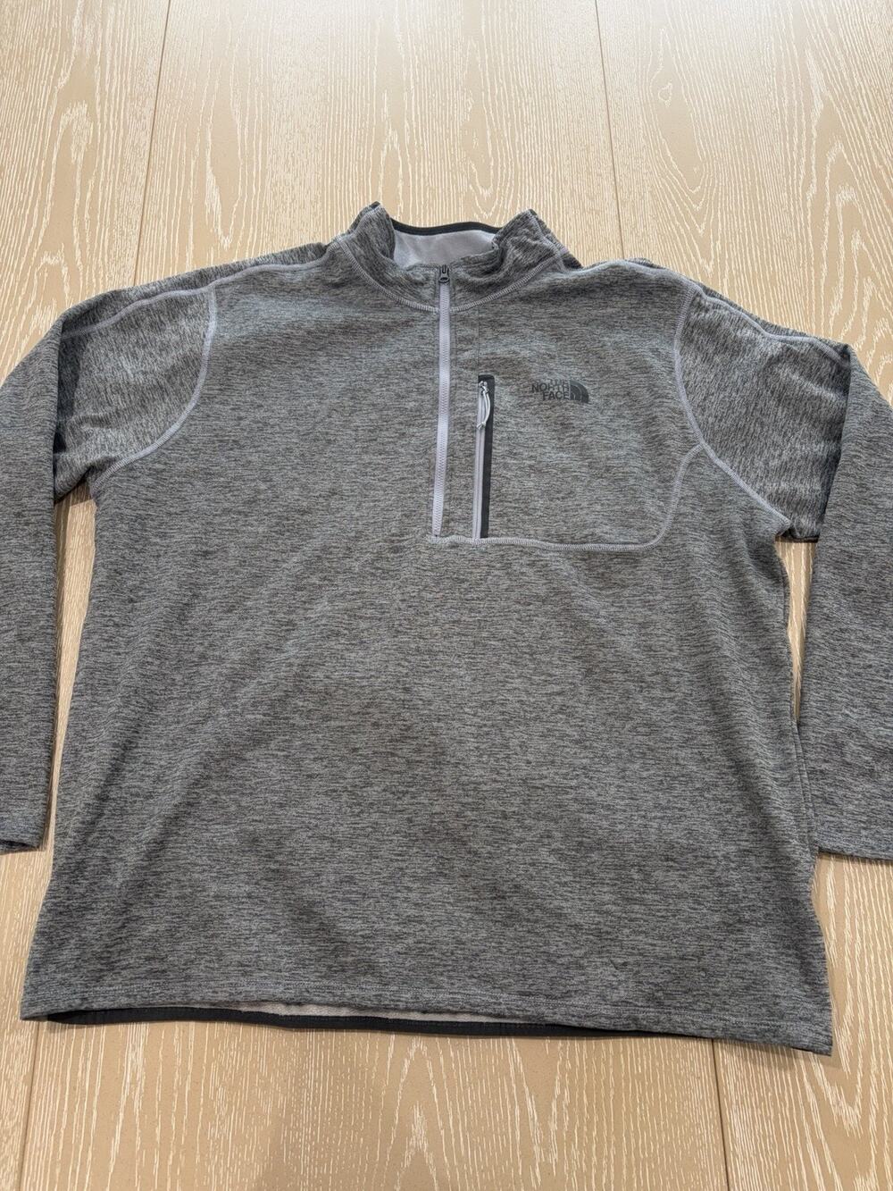 Mens The North Face Grey Canyonlands Fleece Sweater 1/2 Zip Jacket Size XL
